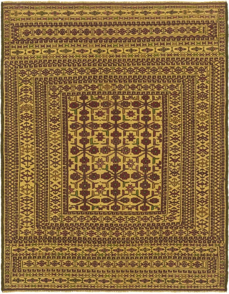 Detail image of 4' 1 x 6' 4 Hand Knotted Sumak Wool Rug