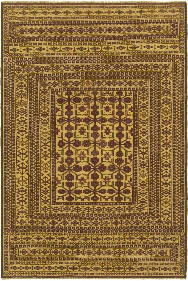 Detail image of 4' 1 x 6' 4 Hand Knotted Sumak Wool Rug