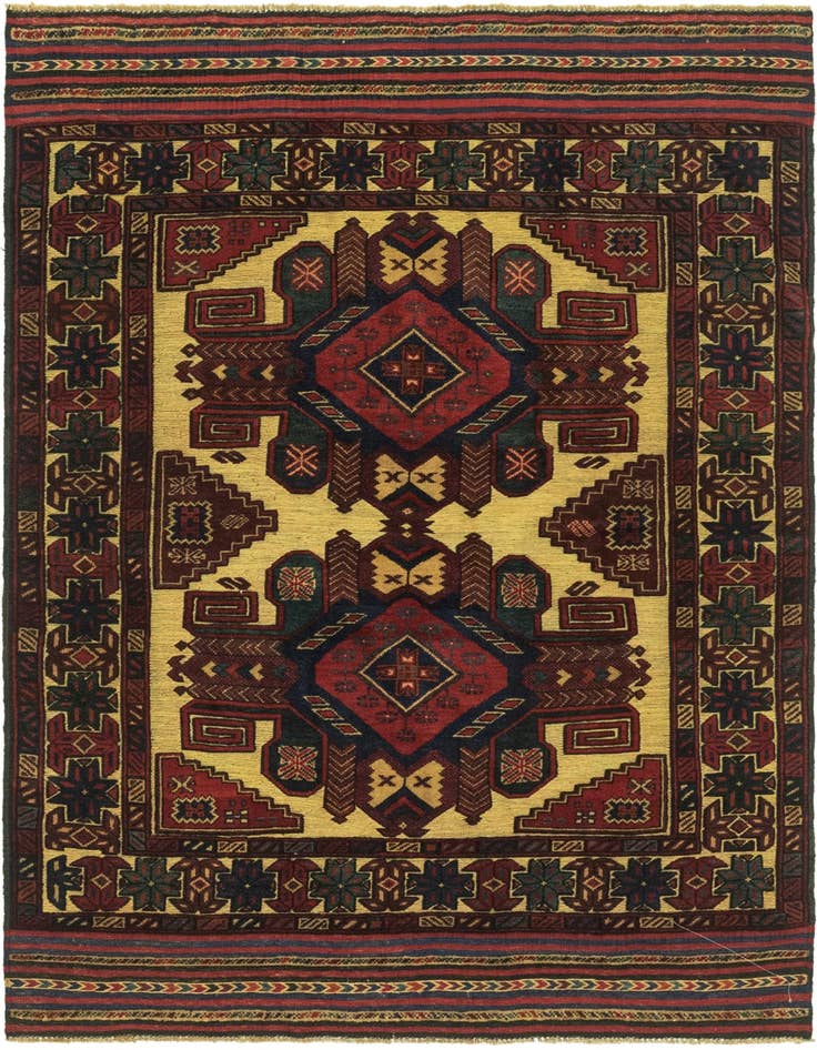 Detail image of 4' 5 x 6' 6 Hand Knotted Sumak Wool Rug