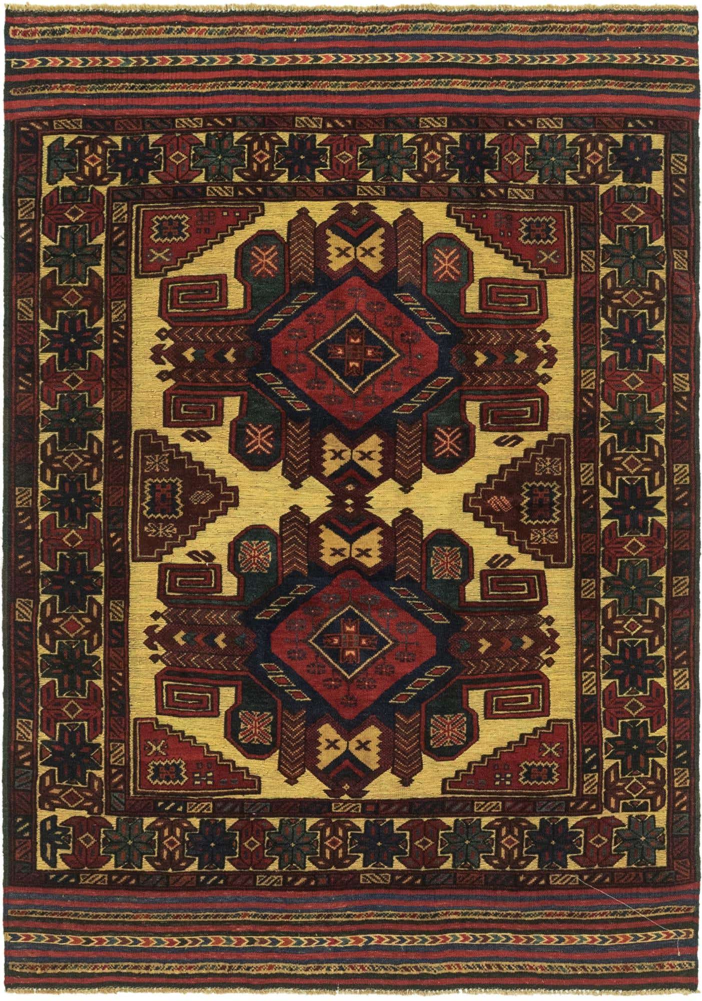 4' 5 x 6' 6 Hand Knotted Sumak Wool Rug
