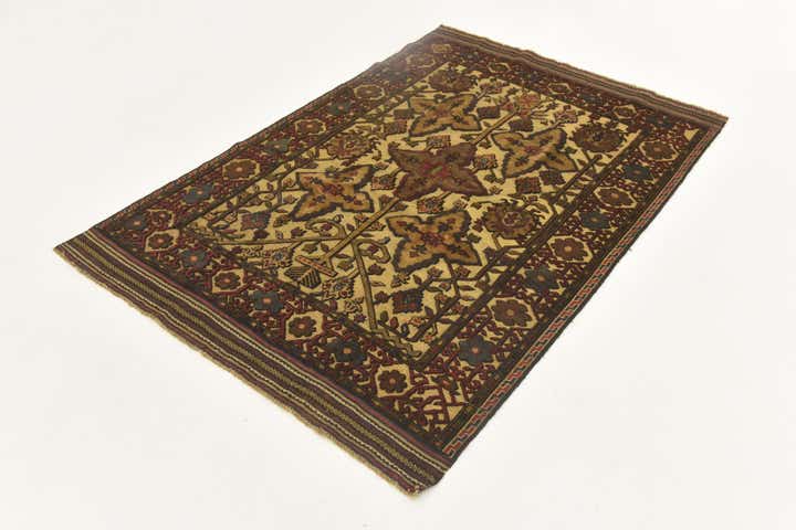 4' 3 x 6' 3 Hand Knotted Sumak Wool Rug