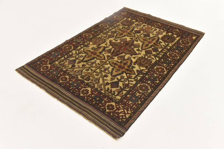 Detail image of 4' 3 x 6' 3 Hand Knotted Sumak Wool Rug