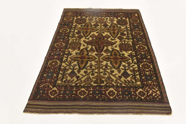 4' 3 x 6' 3 Hand Knotted Sumak Wool Rug
