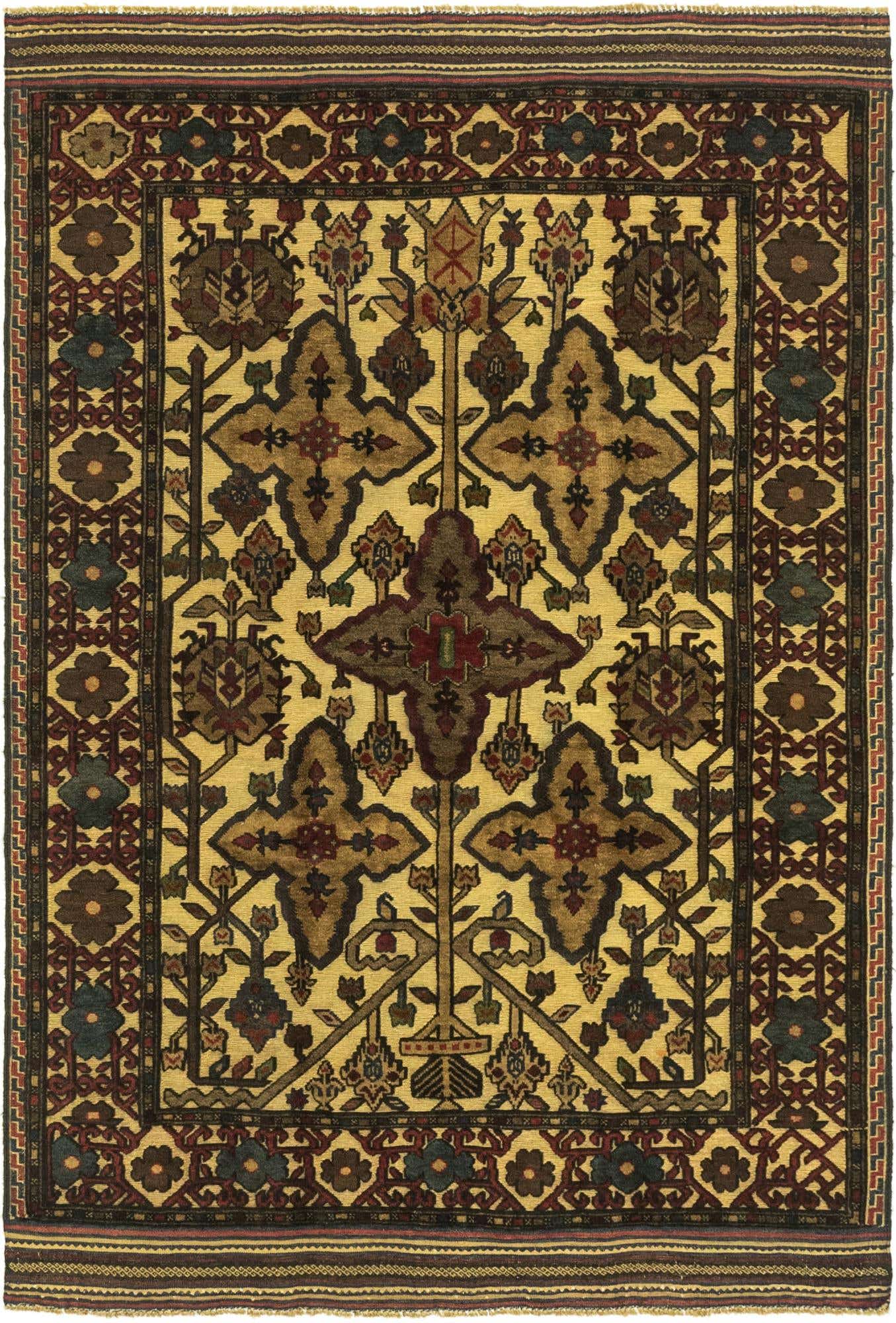 4' 3 x 6' 3 Hand Knotted Sumak Wool Rug