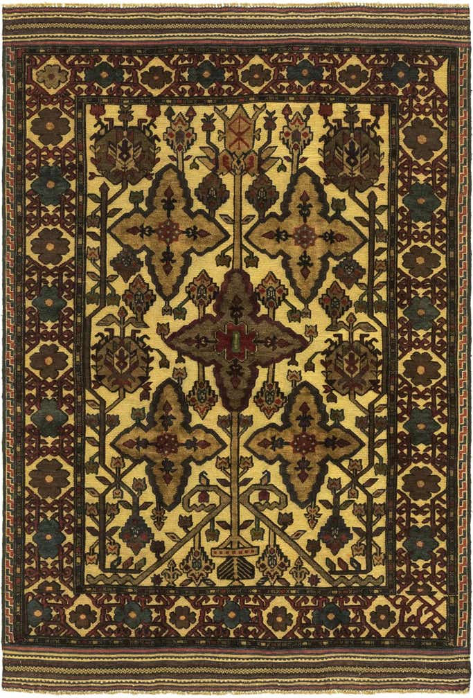 4' 3 x 6' 3 Hand Knotted Sumak Wool Rug