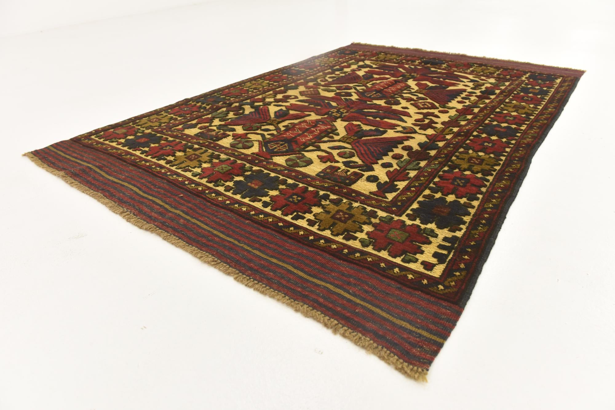 4' 1 x 6' 4 Hand Knotted Sumak Wool Rug