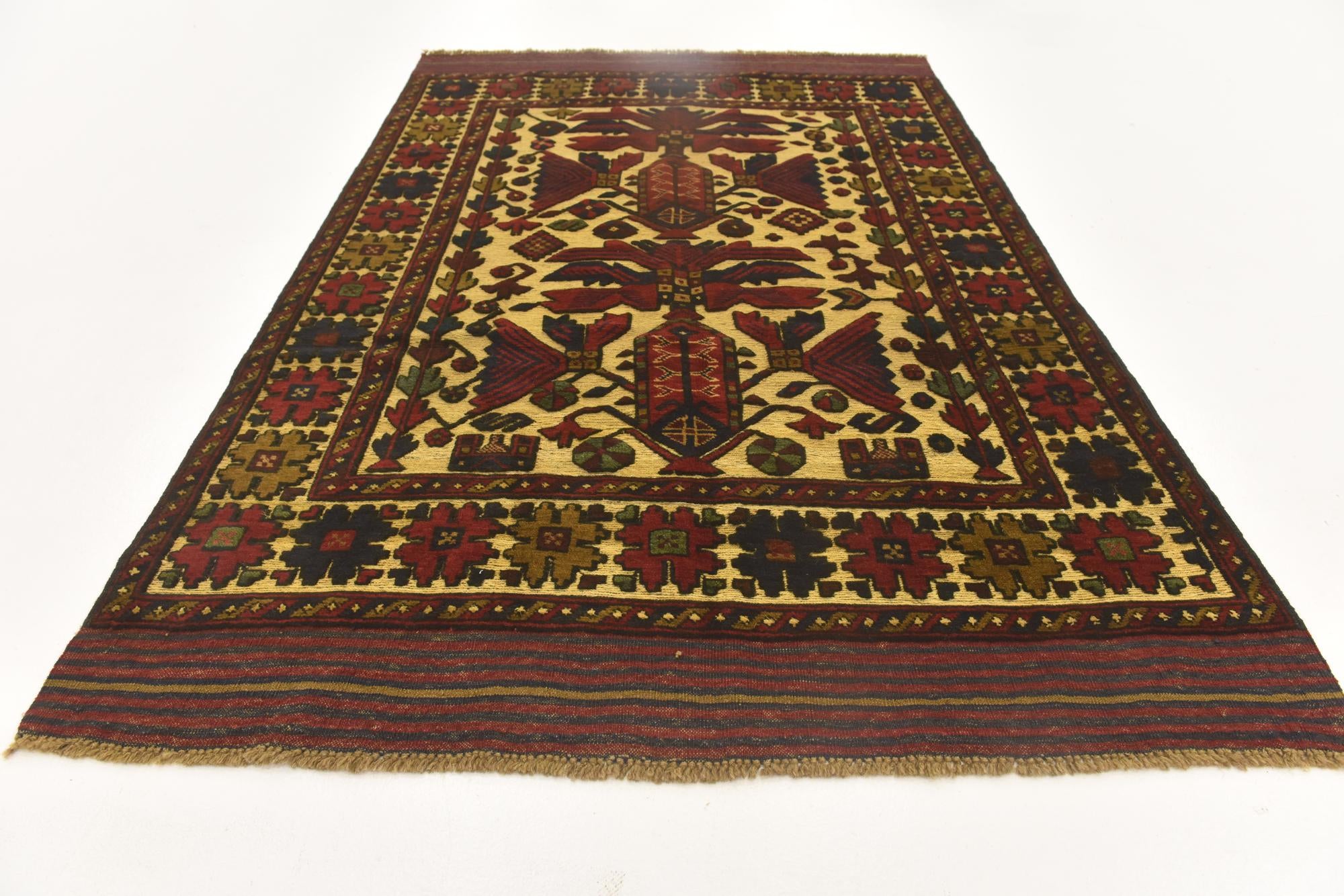 4' 1 x 6' 4 Hand Knotted Sumak Wool Rug