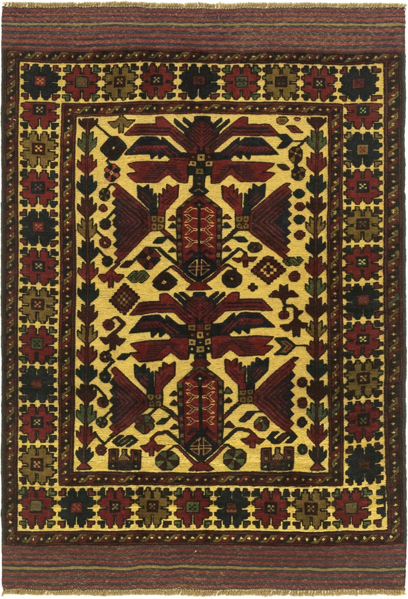 4' 1 x 6' 4 Hand Knotted Sumak Wool Rug