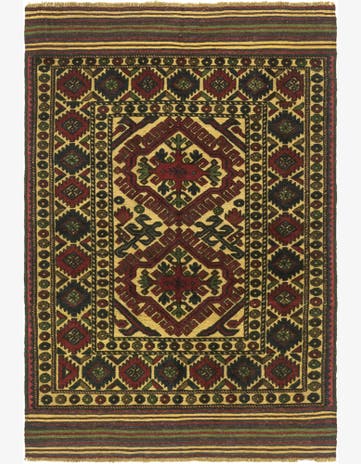 4' x 6' 2 Hand Knotted Sumak Wool Rug