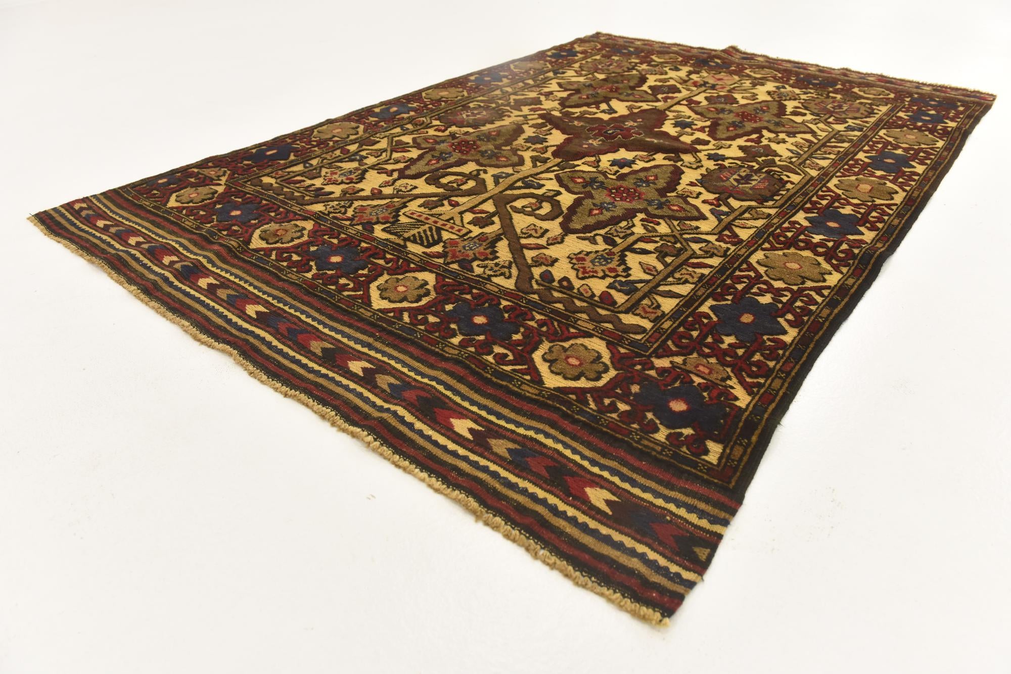 4' 2 x 6' 4 Hand Knotted Sumak Wool Rug