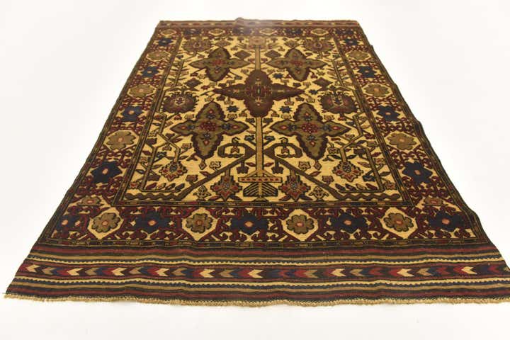 4' 2 x 6' 4 Hand Knotted Sumak Wool Rug