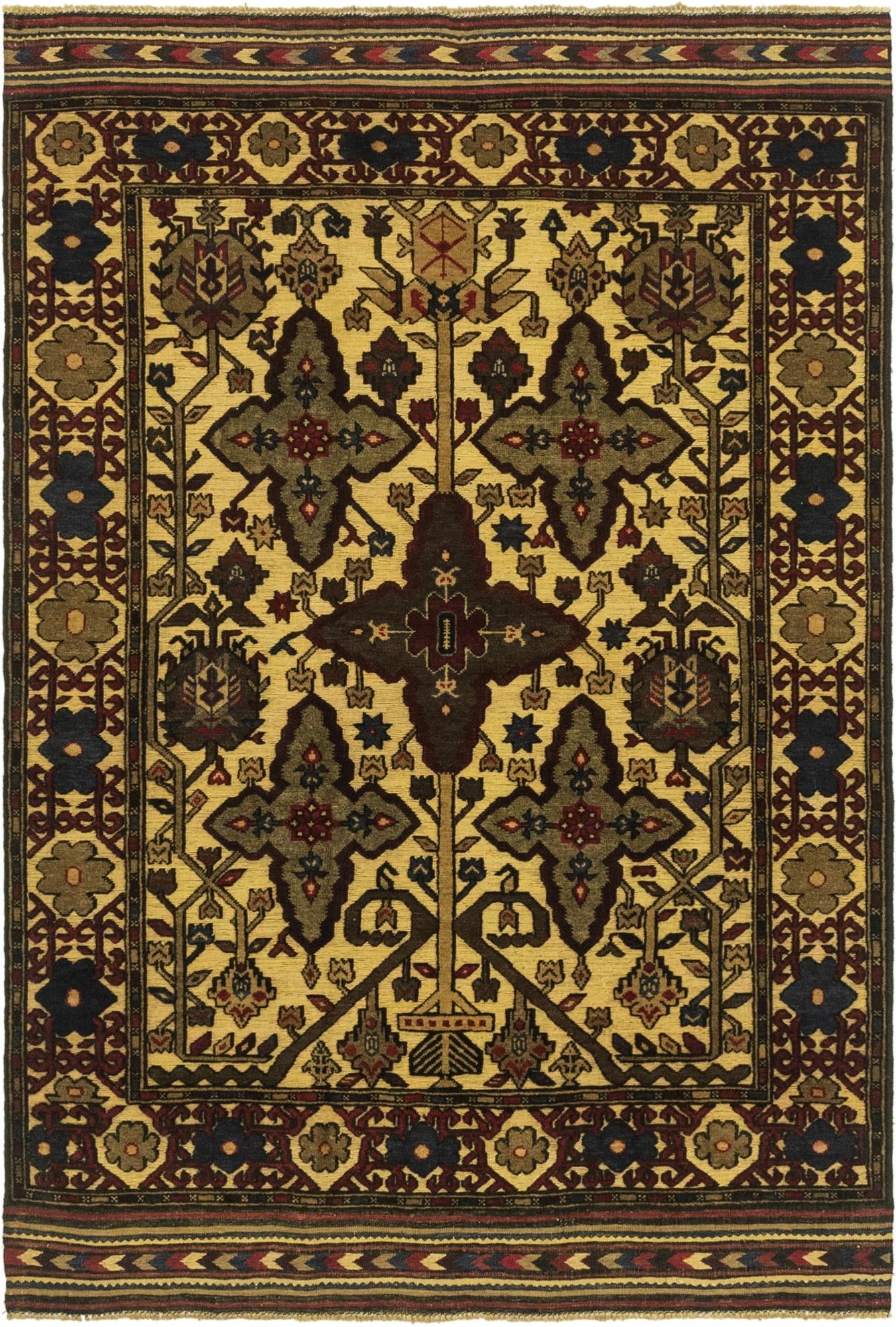 4' 2 x 6' 4 Hand Knotted Sumak Wool Rug