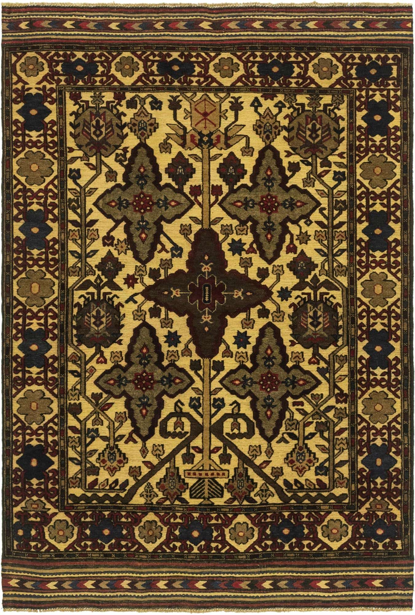 4' 2 x 6' 4 Hand Knotted Sumak Wool Rug