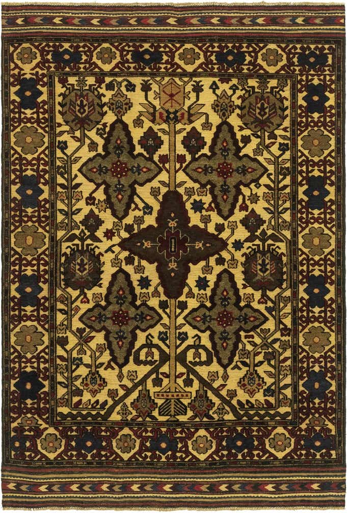 4' 2 x 6' 4 Hand Knotted Sumak Wool Rug