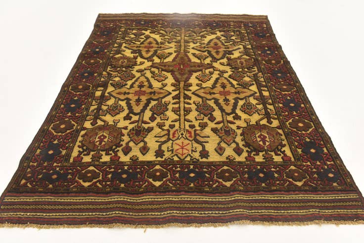 Detail image of 4' 2 x 6' Hand Knotted Sumak Wool Rug