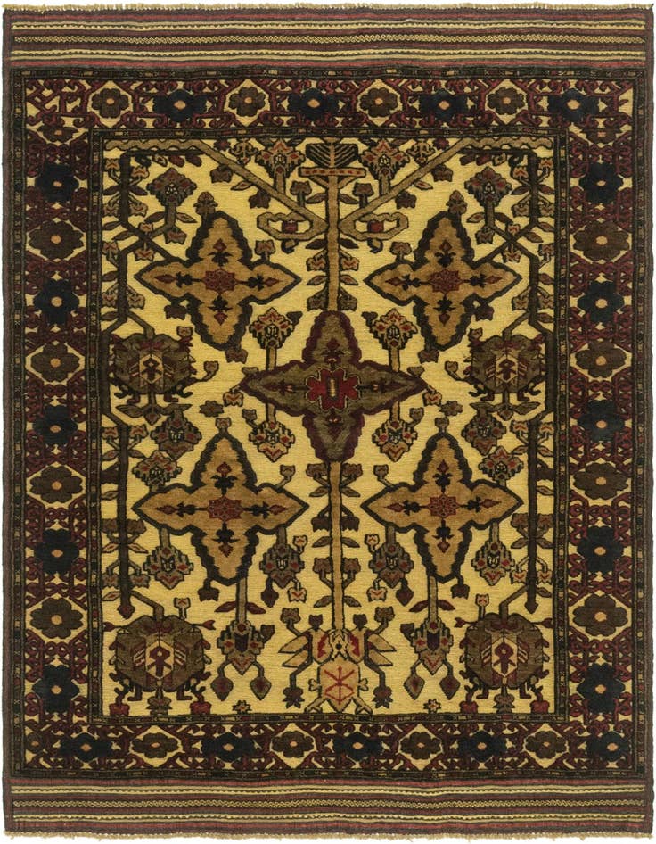 Detail image of 4' 2 x 6' Hand Knotted Sumak Wool Rug