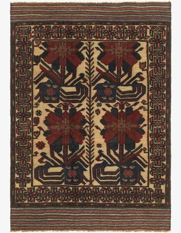 4' 4 x 6' 4 Hand Knotted Sumak Wool Rug
