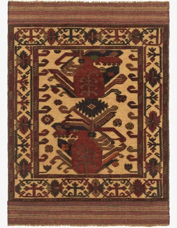 4' x 5' 10 Hand Knotted Sumak Wool Rug