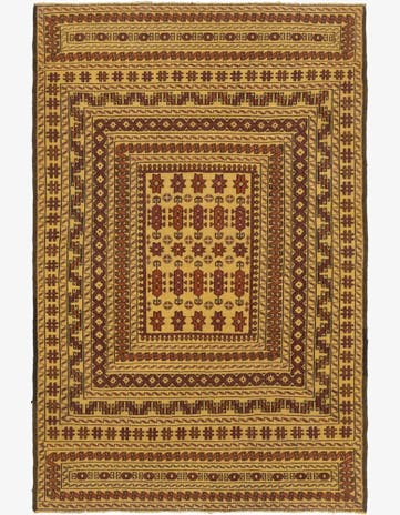 4' x 6' 4 Hand Knotted Sumak Wool Rug