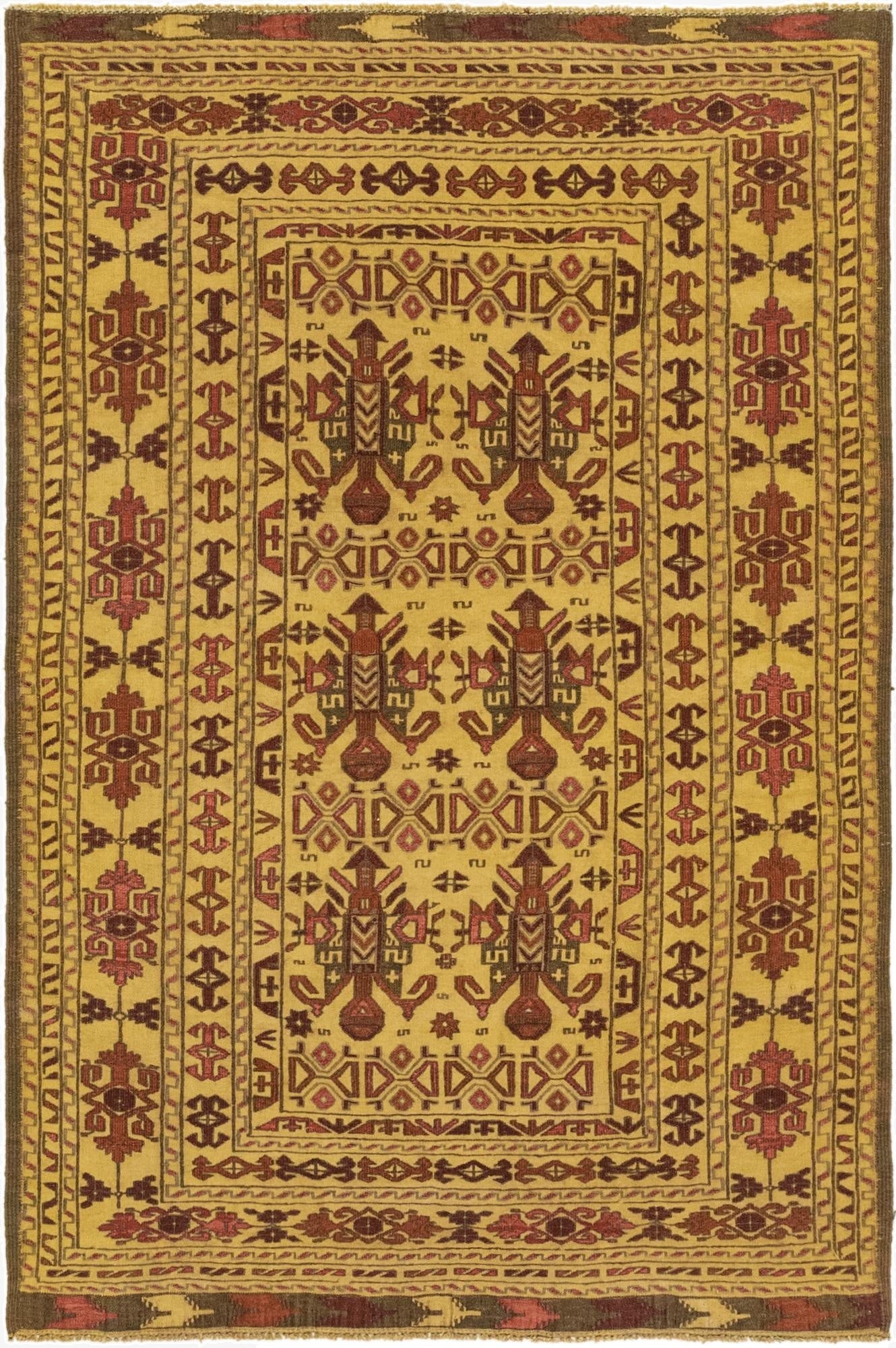 3' 10 x 6' 3  Hand Knotted Sumak Wool Rug