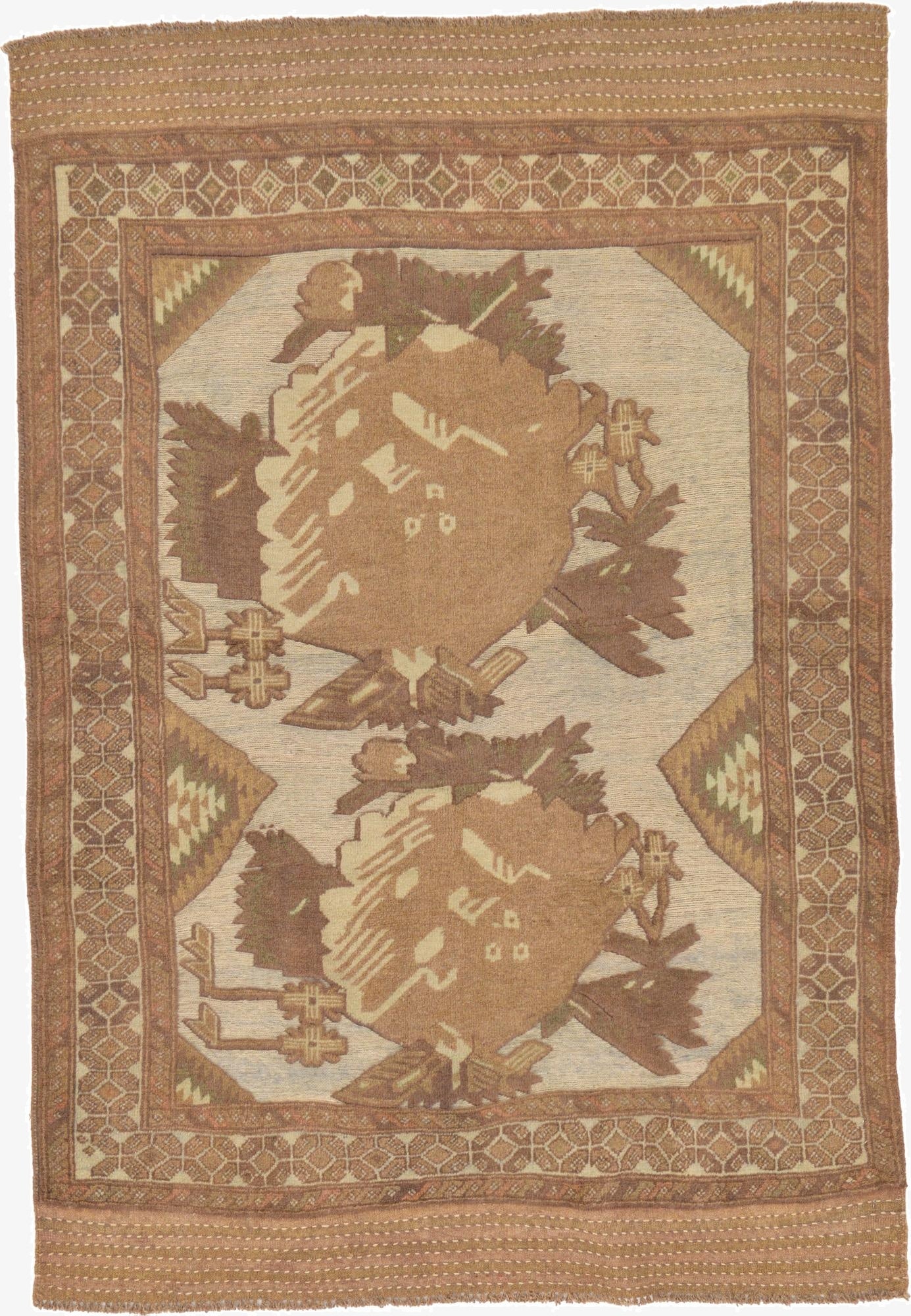 4' x 5' 9  Hand Woven Sumak Wool Rug