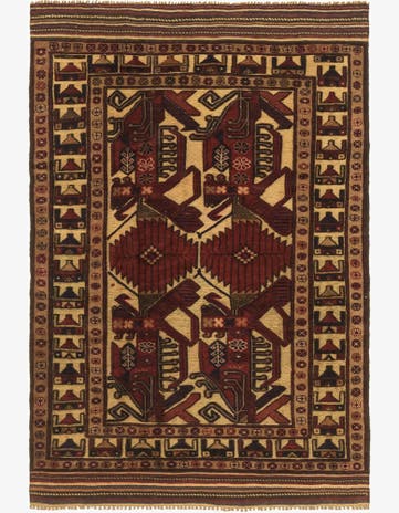 3' 10 x 6' Hand Knotted Sumak Wool Rug