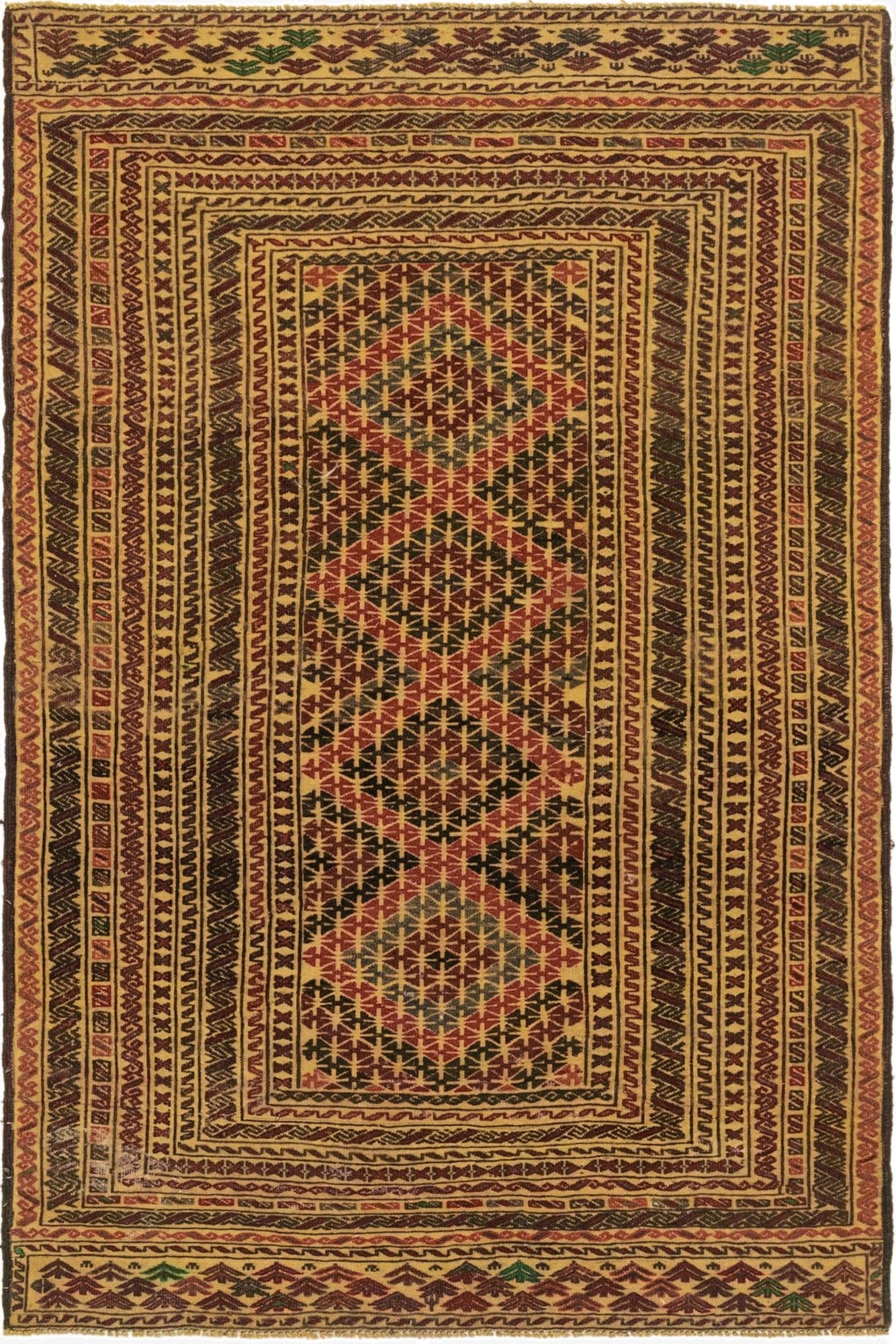 3' 10 x 6' 2  Hand Knotted Sumak Wool Rug