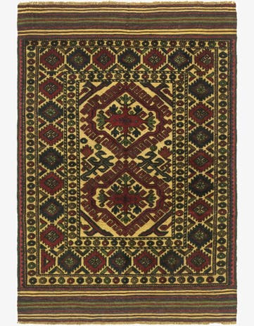 4' x 6' 2 Hand Knotted Sumak Wool Rug