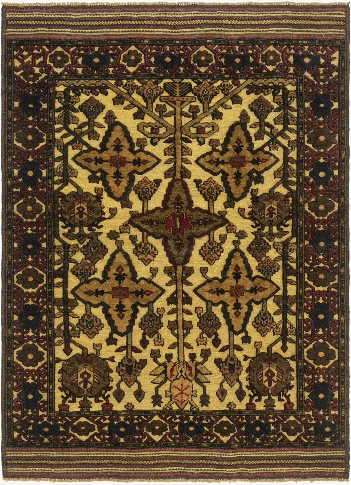4' 2 x 6'  Hand Knotted Sumak Wool Rug