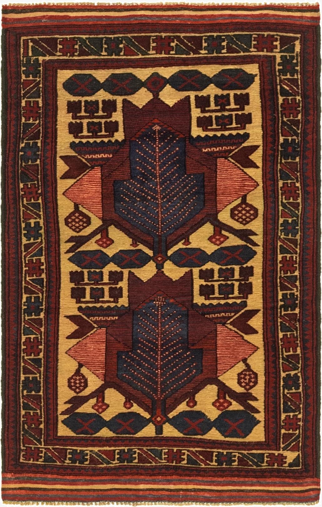 3' x 4' 8  Hand Knotted Sumak Wool Rug