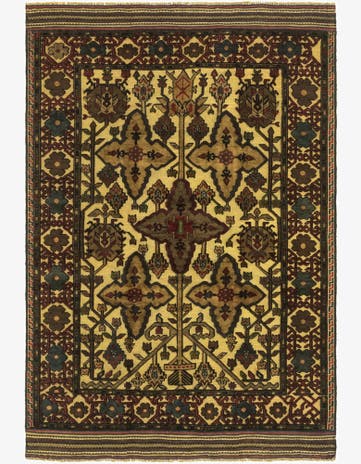 4' 3 x 6' 3 Hand Knotted Sumak Wool Rug