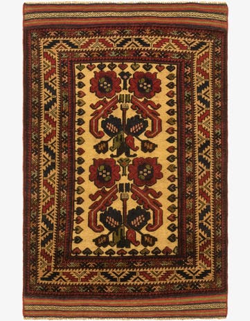 2' 8 x 4' 7 Hand Knotted Sumak Wool Rug