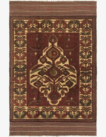 4' x 6' 6 Hand Knotted Sumak Wool Rug