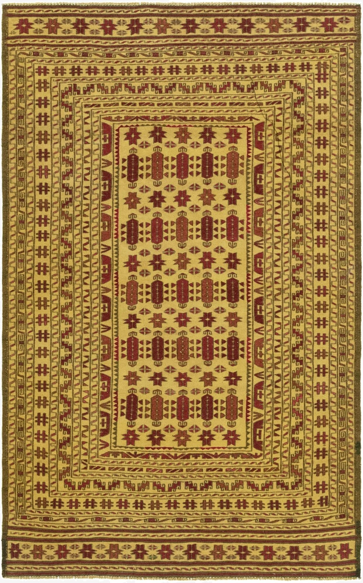 3' 9 x 6' 7  Hand Knotted Sumak Wool Rug