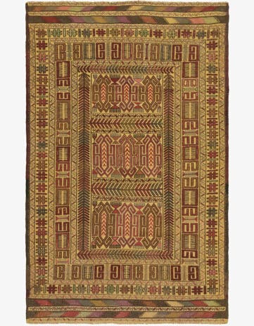 3' 11 x 6' 8 Hand Knotted Sumak Wool Rug