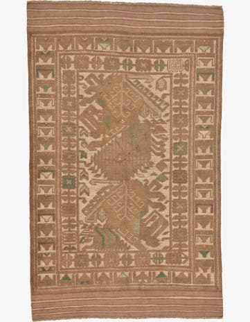 4' x 6' 7 Hand Woven Sumak Wool Rug