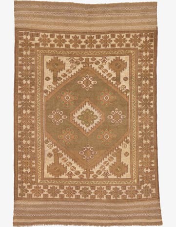 4' x 6' 3 Hand Woven Sumak Wool Rug