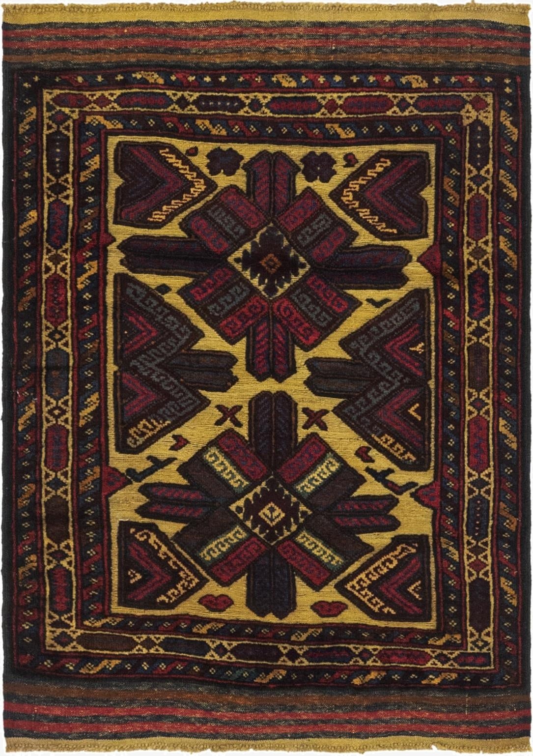 3' 1 x 4' 4  Hand Knotted Sumak Wool Rug