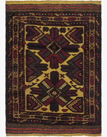 3' 1 x 4' 4 Hand Knotted Sumak Wool Rug