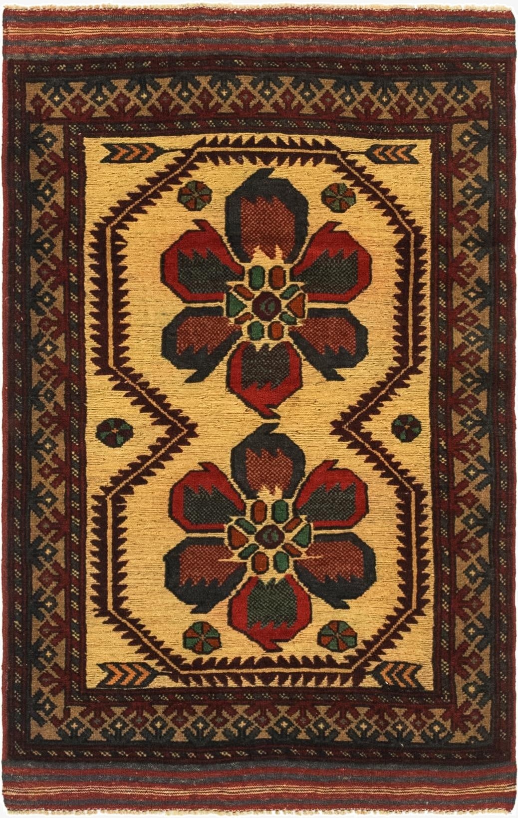 3' 1 x 4' 10  Hand Knotted Sumak Wool Rug