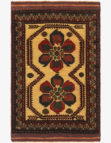 3' 1 x 4' 10 Hand Knotted Sumak Wool Rug