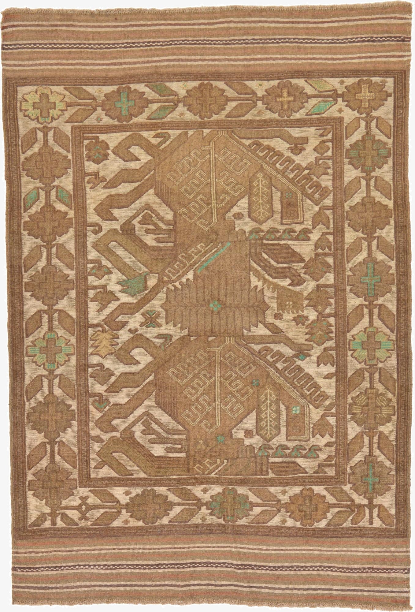4' 2 x 6'  Hand Woven Sumak Wool Rug