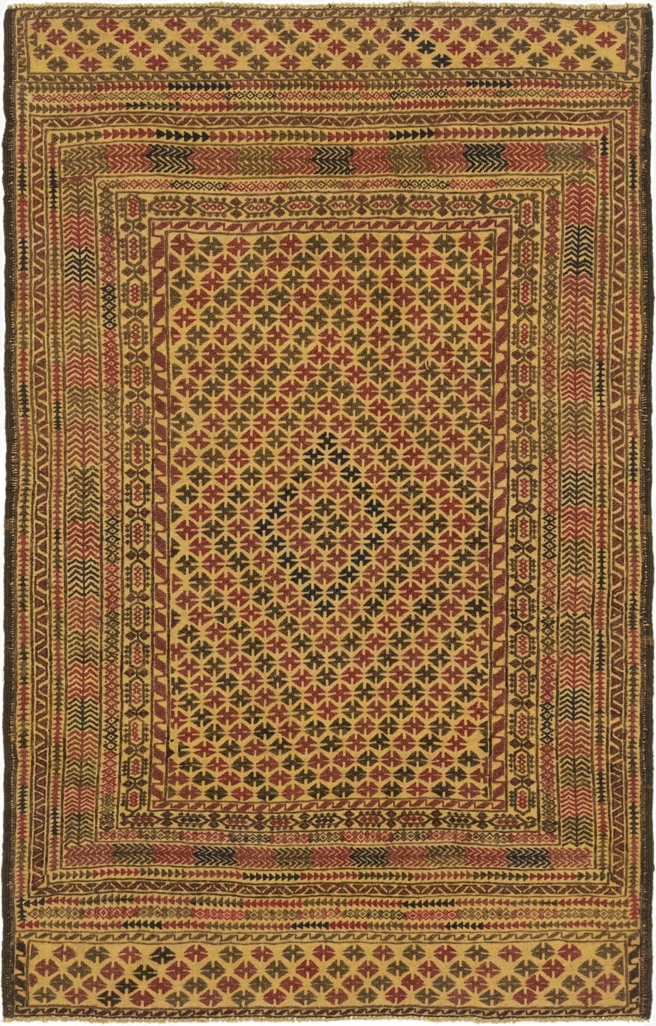 3' 11 x 6' 7  Hand Knotted Sumak Wool Rug