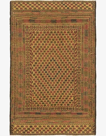 3' 11 x 6' 7 Hand Knotted Sumak Wool Rug