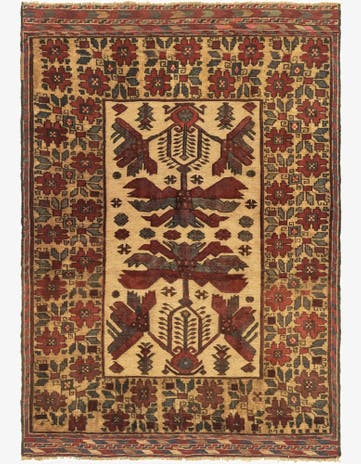 4' 3 x 6' 6 Hand Knotted Sumak Wool Rug