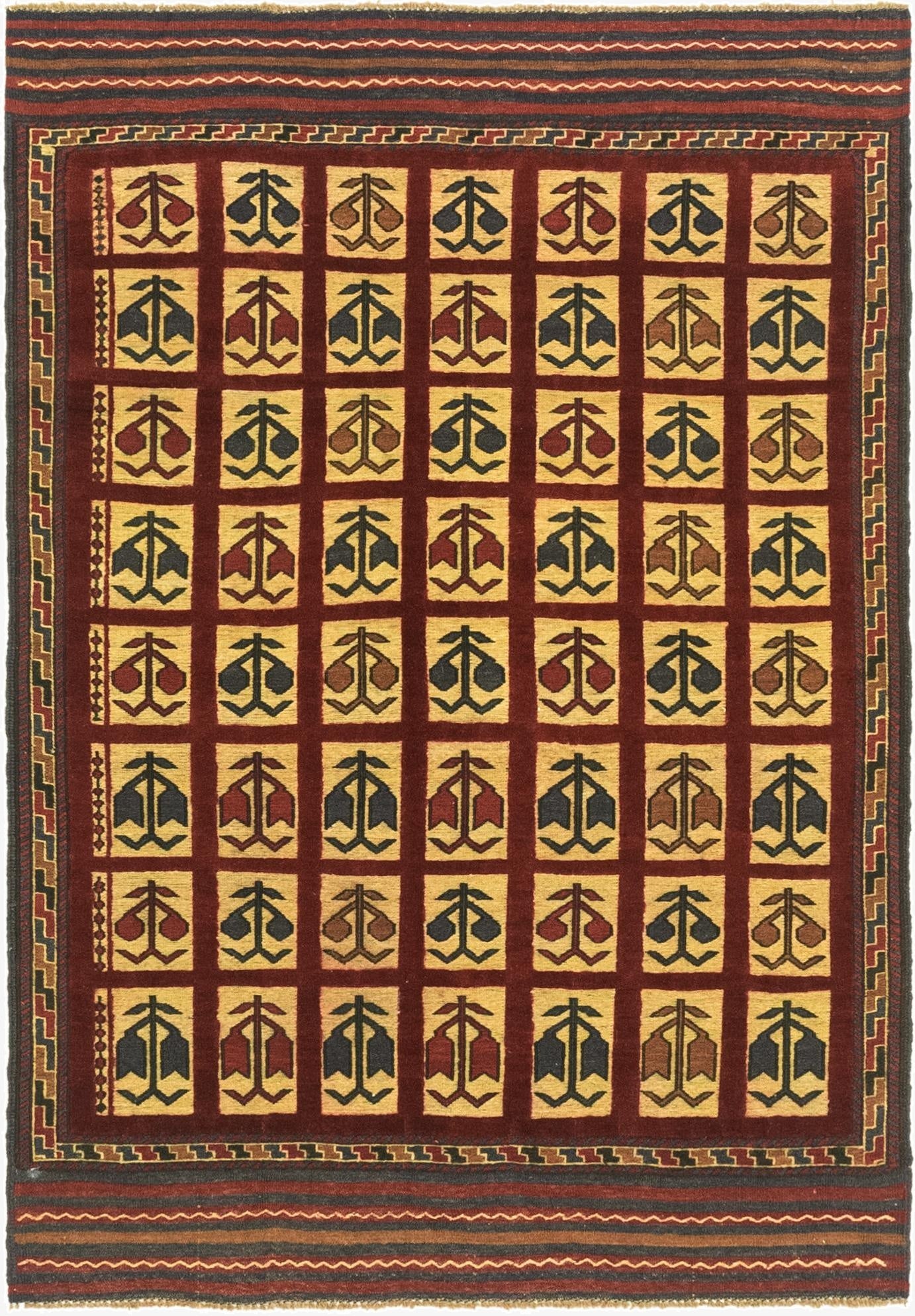 4' x 5' 10  Hand Knotted Sumak Wool Rug