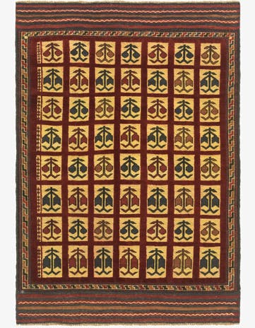 4' x 5' 10 Hand Knotted Sumak Wool Rug