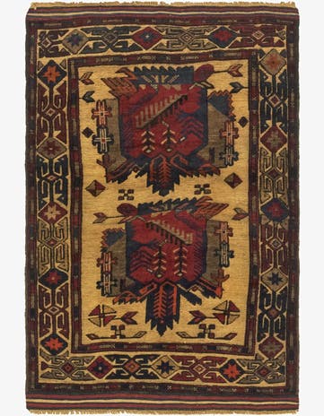3' 2 x 4' 8 Hand Knotted Sumak Wool Rug