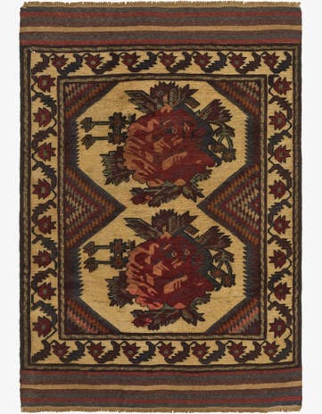 3' 11 x 6' Hand Knotted Sumak Wool Rug