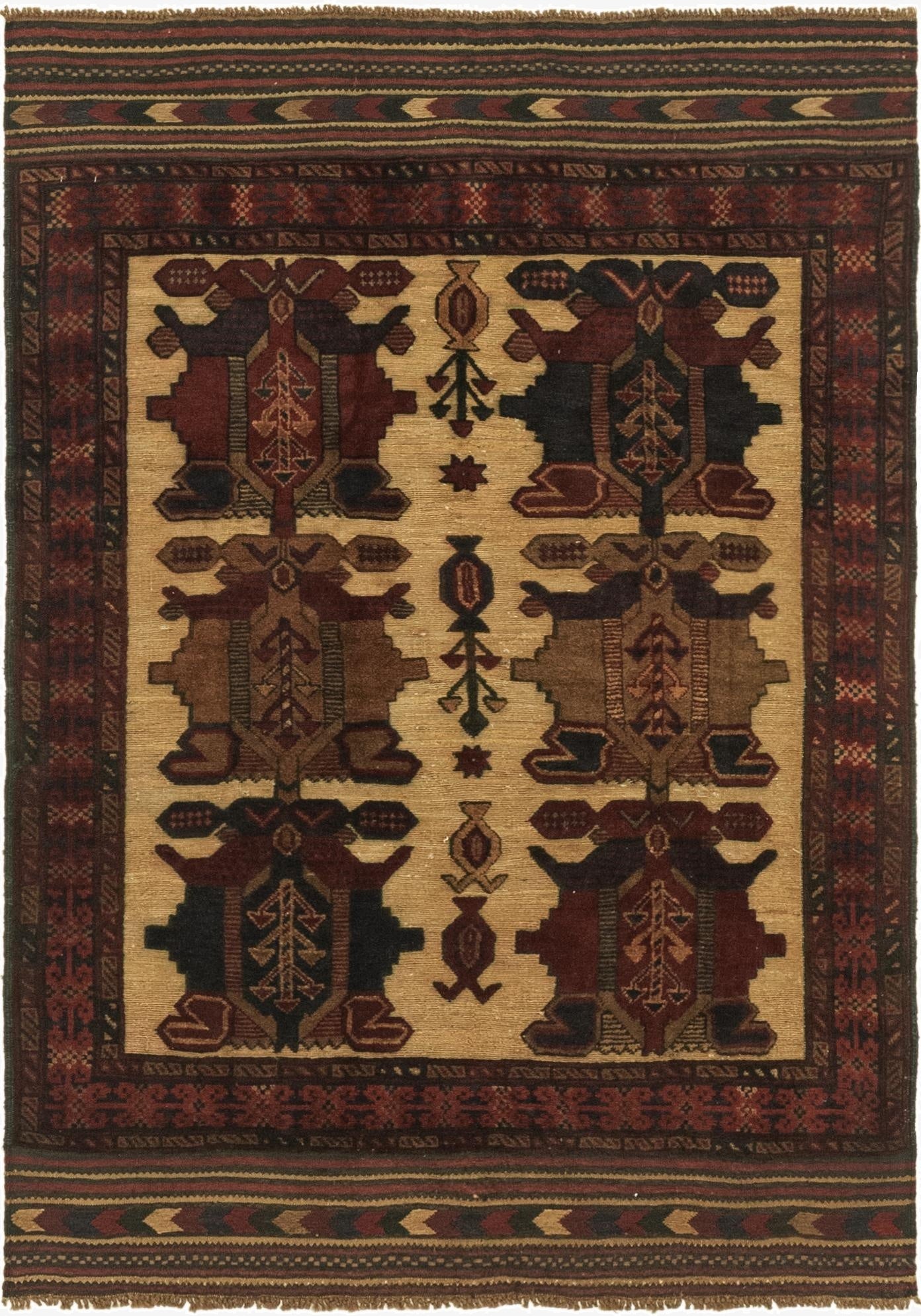 3' 9 x 5' 11  Hand Knotted Sumak Wool Rug